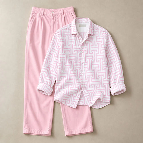 Men's Casual Long-Sleeve Shirt and Pants Set