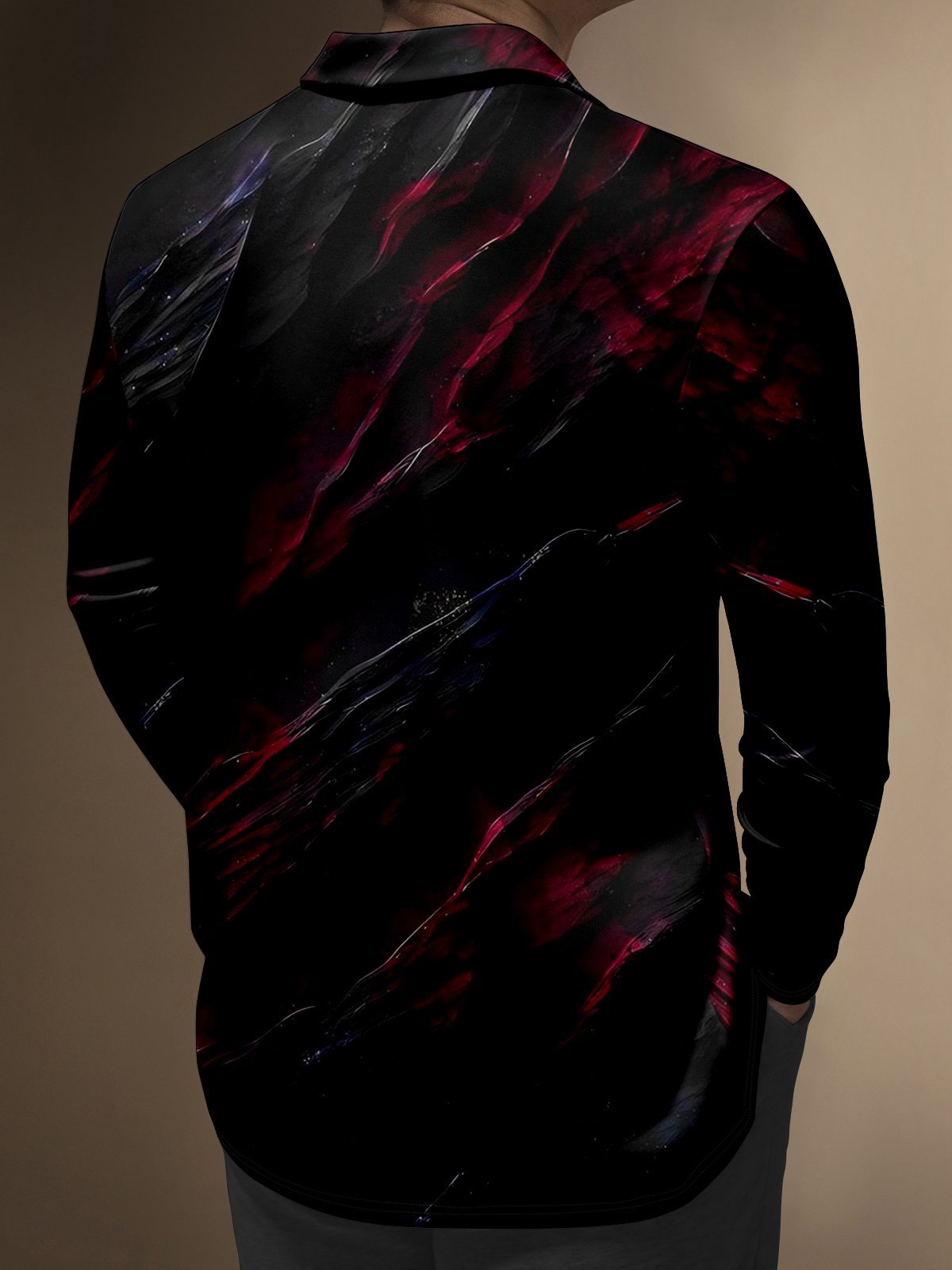 Men's Business Casual Striped Long-Sleeved Polo Shirt