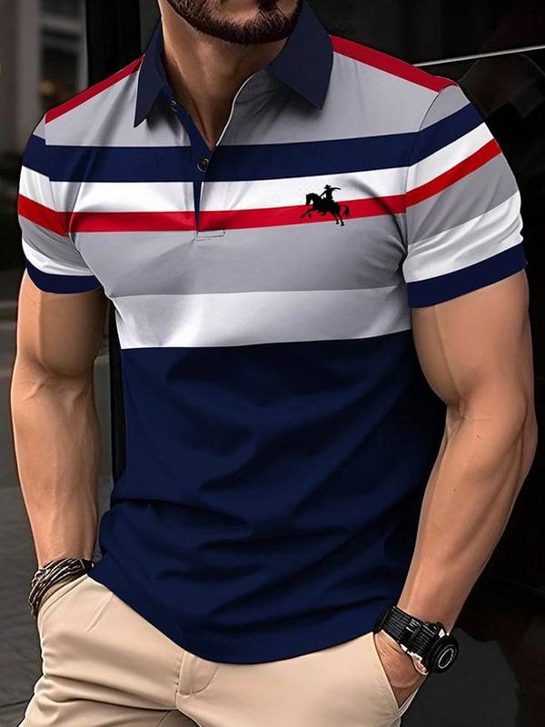 Men's Business Logo Button-Down Short Sleeve Polo Shirt