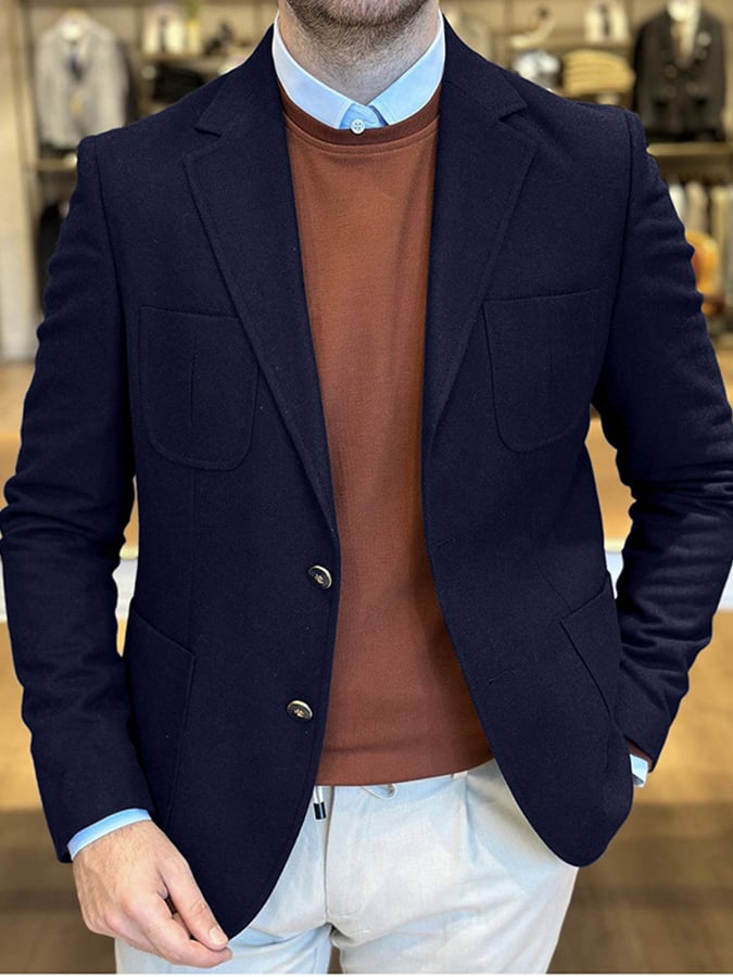 Men's Vintage Single Breasted Pocket Gentleman's Business Suit Jacket