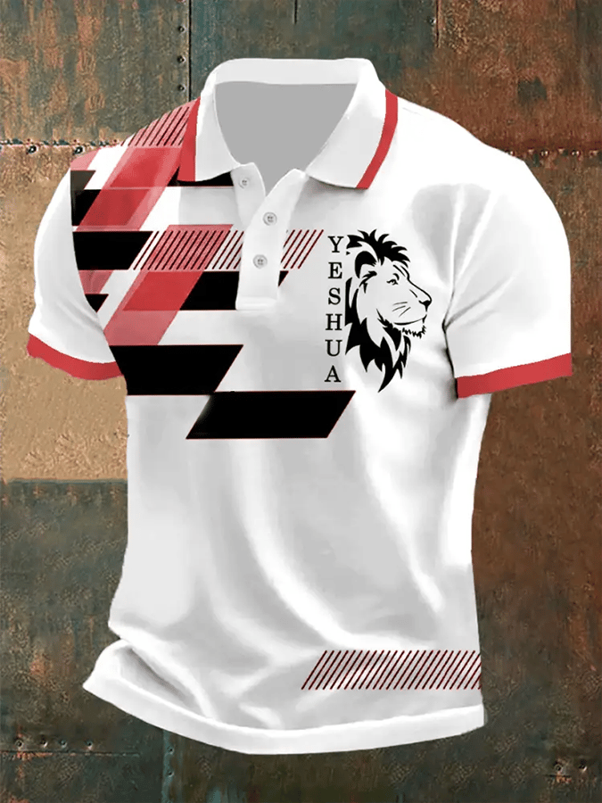 Men's Retro Faith Casual Printed Polo Shirt