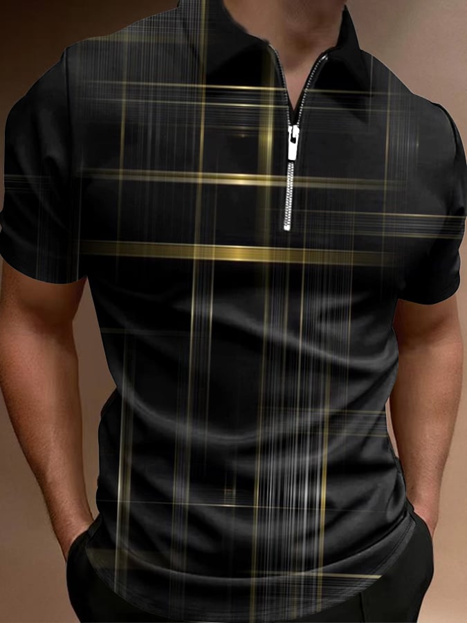 Men's Vintage Print Casual POLO Shirt