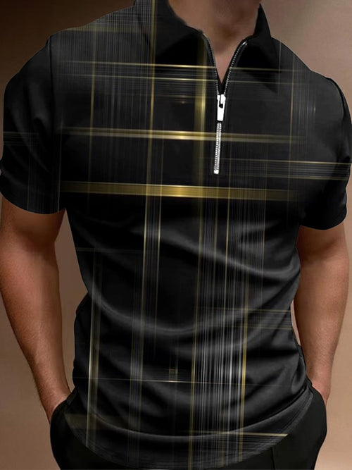 Men's Vintage Print Casual POLO Shirt