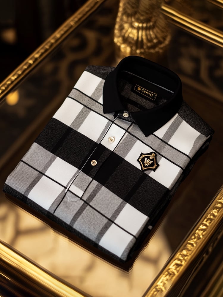 Men's Classic Business Logo Button Short Sleeve Polo Shirt