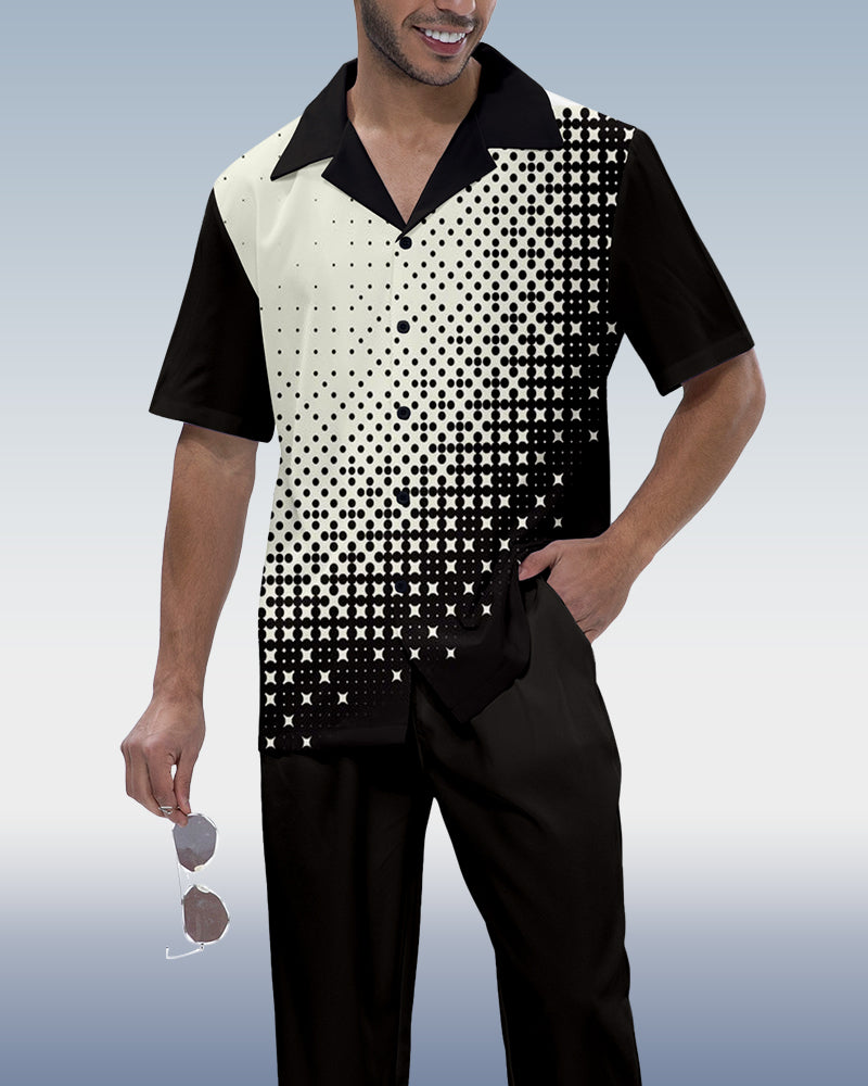 Rianmond Men's Colorblock Short Sleeve Shirt Walking Set 449