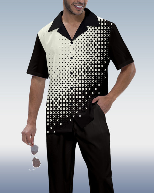 Rianmond Men's Colorblock Short Sleeve Shirt Walking Set 449