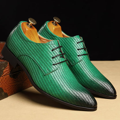 Men's Fashion Embossed Pointed Toe Faux Leather Shoes