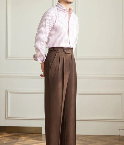 Casual wide-leg high-waist italian pants