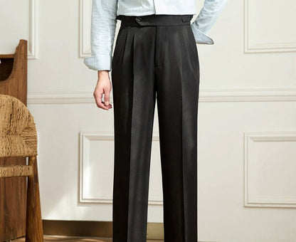 Casual wide-leg high-waist italian pants