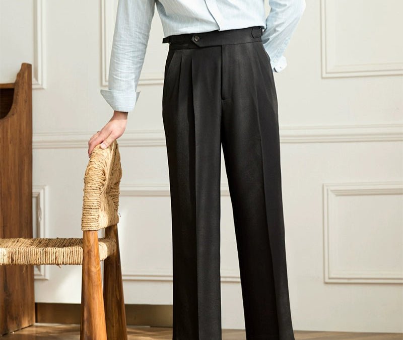 Casual wide-leg high-waist italian pants