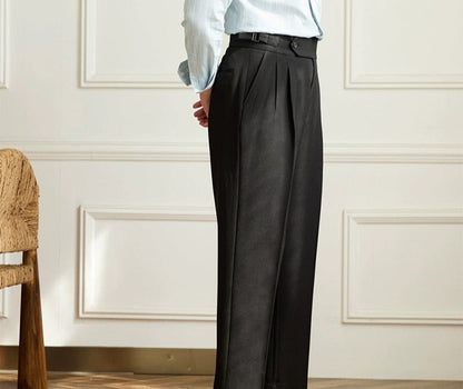 Casual wide-leg high-waist italian pants