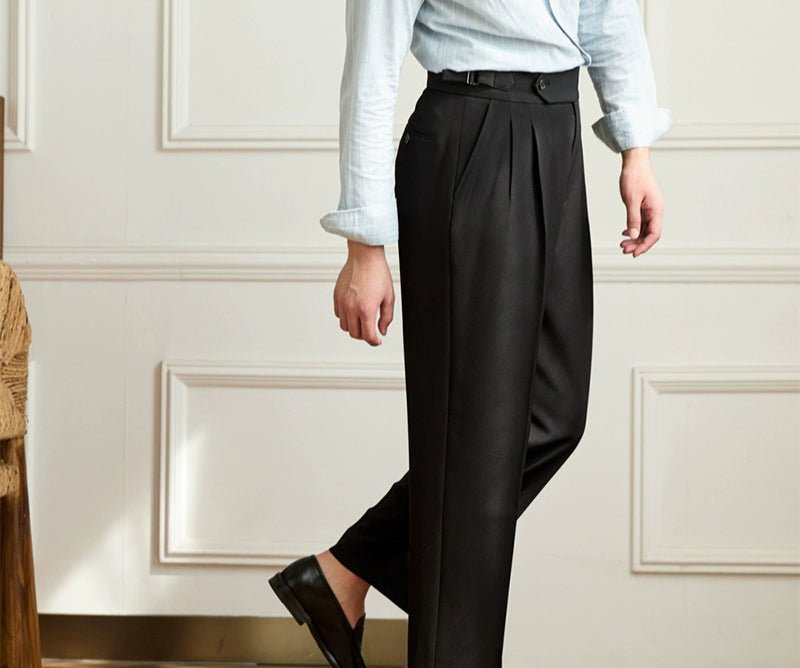 Casual wide-leg high-waist italian pants