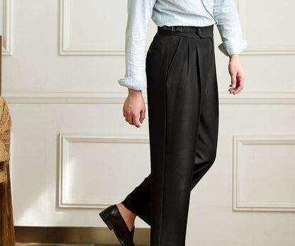 Casual wide-leg high-waist italian pants