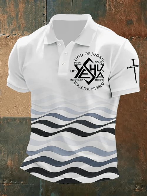 Men's Faith Cross Printed Casual Polo Shirt