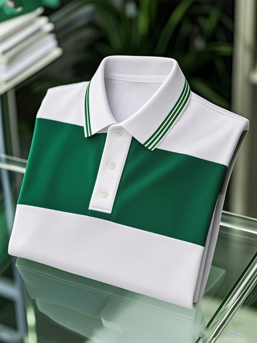 Men's Business Casual Button Short Sleeve Polo Shirt