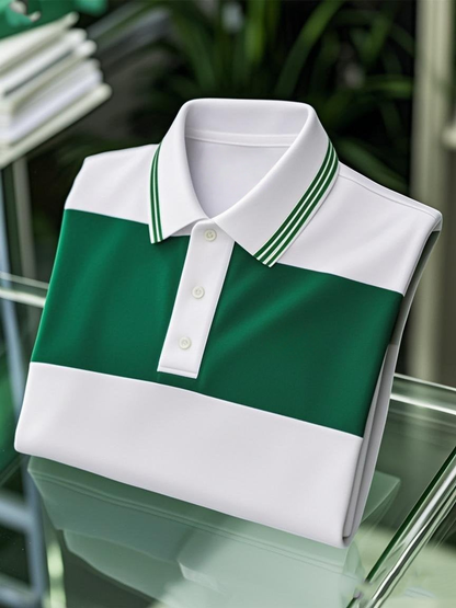 Men's Business Casual Button Short Sleeve Polo Shirt