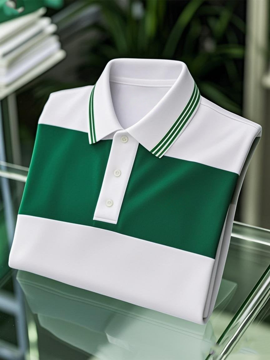 Men's Business Casual Button Short Sleeve Polo Shirt