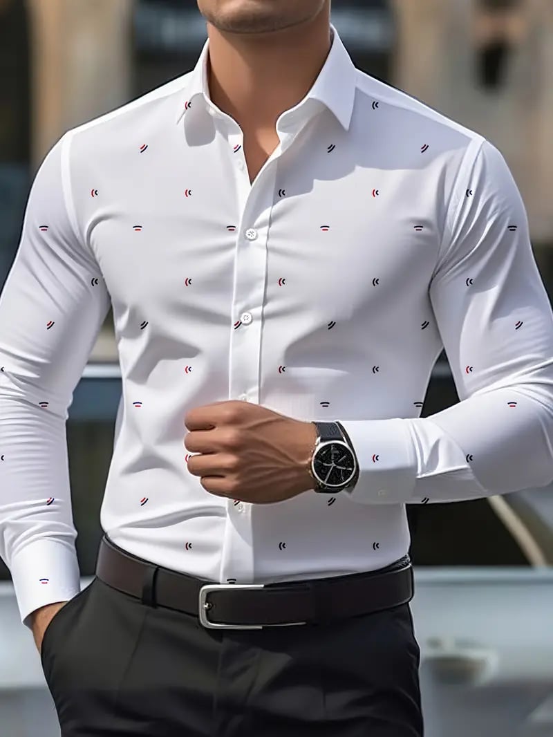 Men's Street Style Business Casual Printed Long Sleeve Shirt