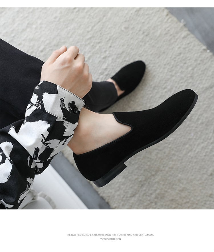 Suede Low-heeled Solid Color Comfortable Casual Retro Men Loafers Shoes