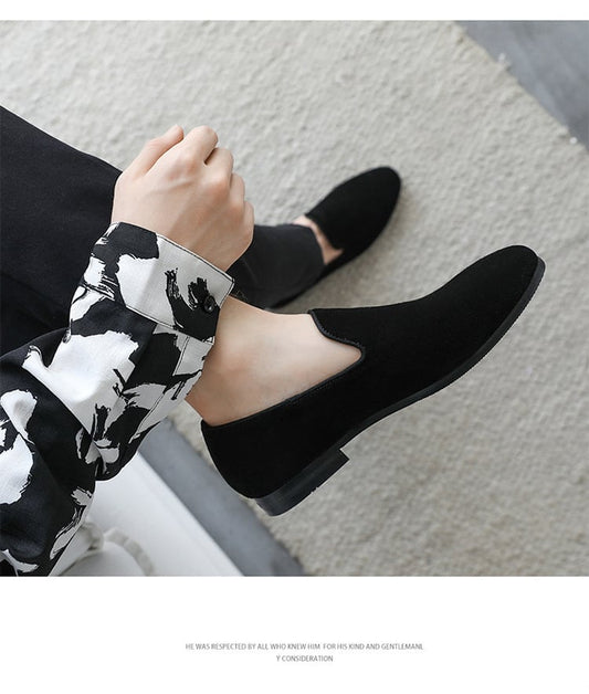 Suede Low-heeled Solid Color Comfortable Casual Retro Men Loafers Shoes