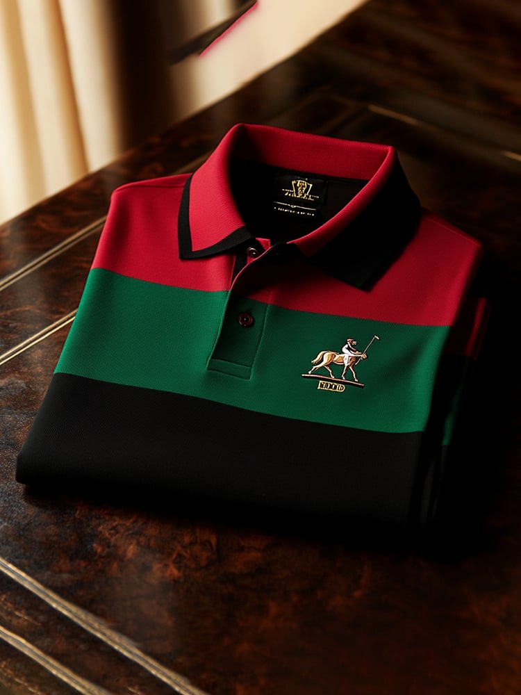 Men's Classic Business Logo Button Short Sleeve Polo Shirt