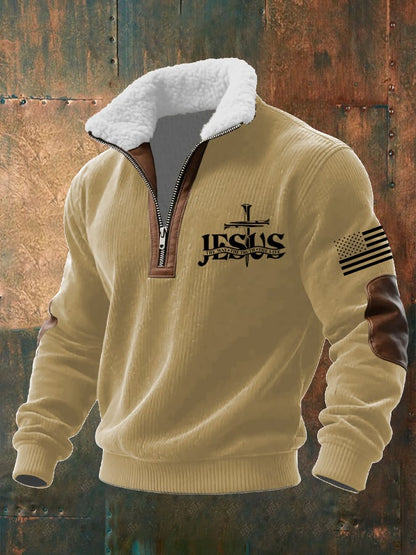 Men's Casual Faith Retro Textured Sweatshirt