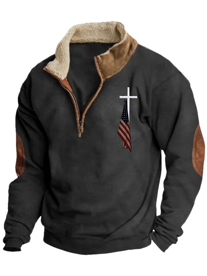 Men's Casual Faith Print Long Sleeve Sweatshirt