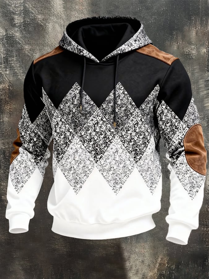 Men's Vintage Color-Block Hooded Sweatshirt