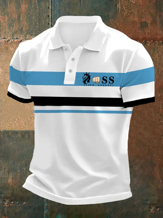 Men's Retro Letter Print Casual Polo Shirt