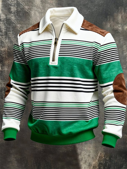 Men's St. Patrick's Day Printed Color-Block Zip-Up Hoodie