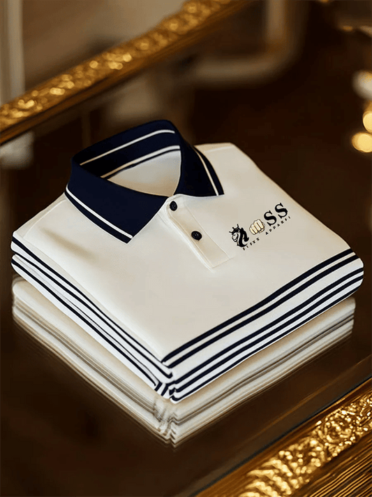 Men's Retro Letter Design Printed Casual Polo Shirt