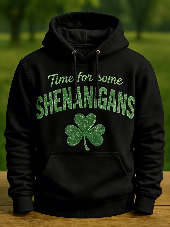 Men's Vintage-Style Saint Patrick's Day Time For Some Shenanigans Printed Sweatshirt