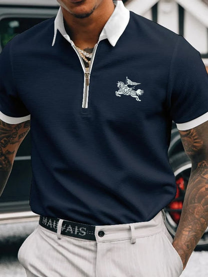 Casual Men'S Zipper Polo