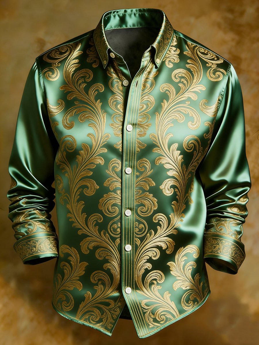 Men's luxury business printed long-sleeved shirt