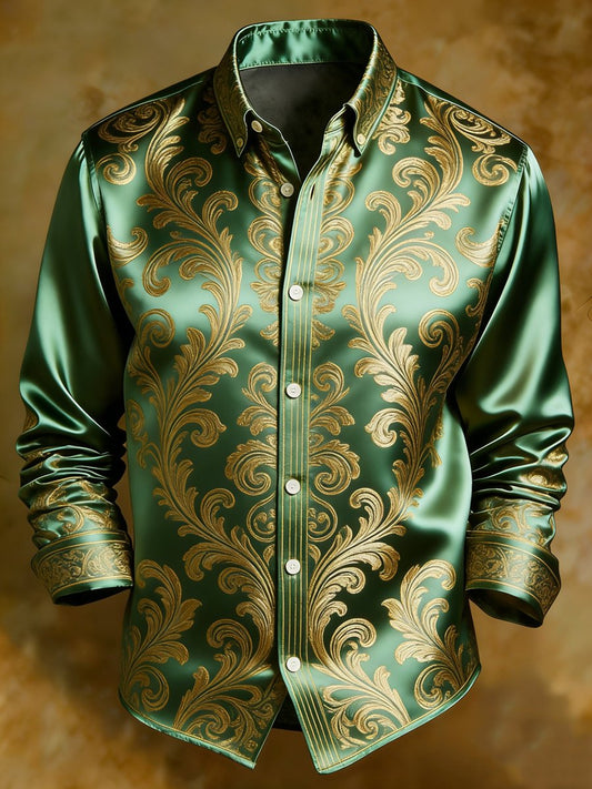 Men's luxury business printed long-sleeved shirt