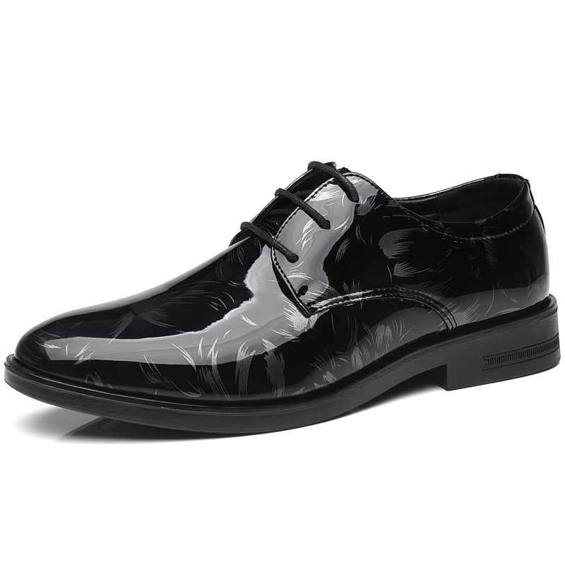 Men's petal pattern leather shoes