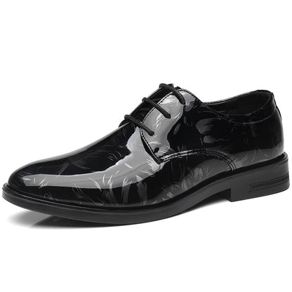 Men's petal pattern leather shoes