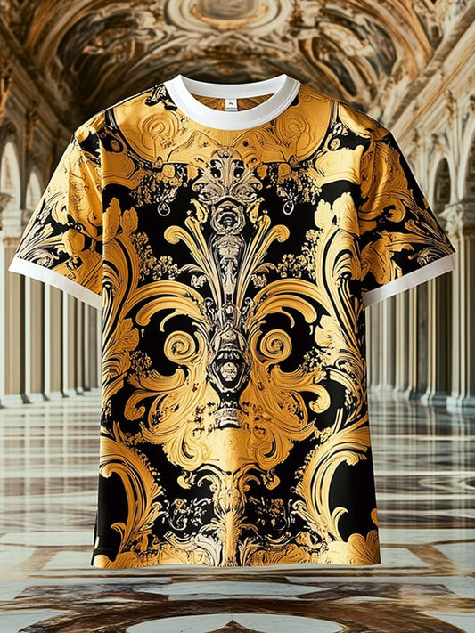 Men's Business Baroque Print Short Sleeve T-Shirt