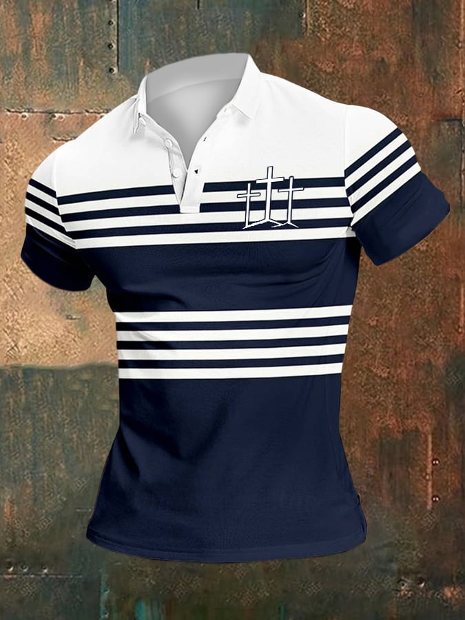Men's Casual Contrast Color Faith Polo