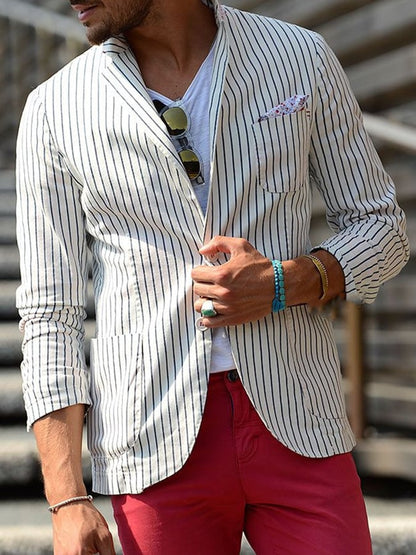 Men's Yarn Dyed Slim Fit Striped Casual Blazer