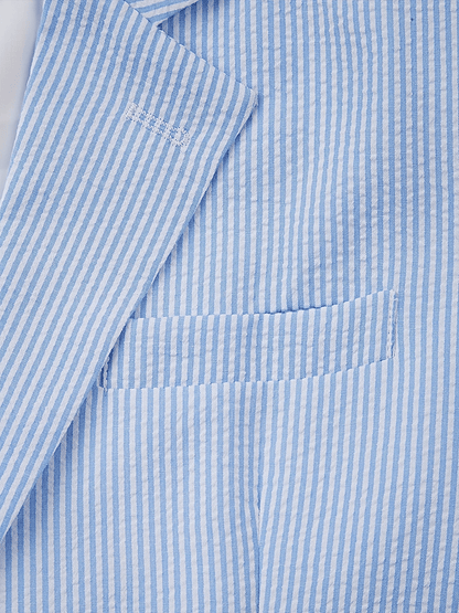 Men's Fashionable Stripe Design Single-Breasted Pocket Design Casual Suit