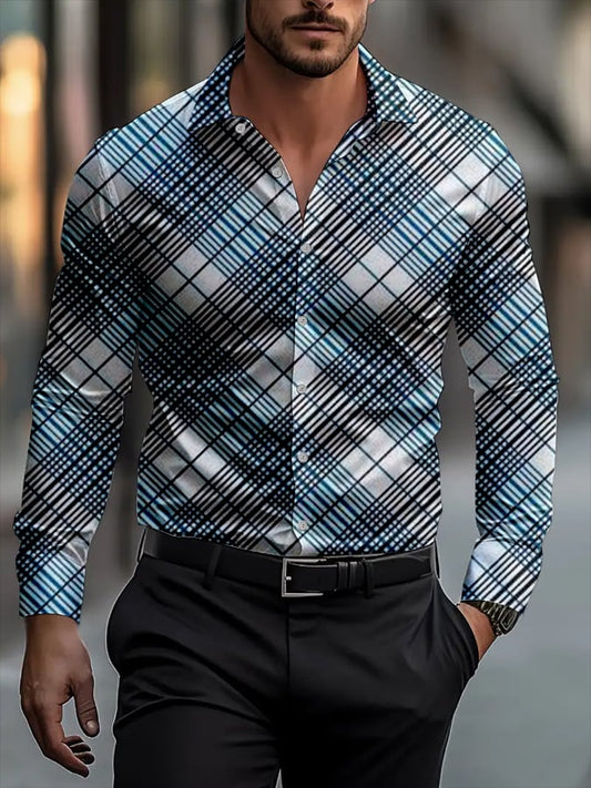 Men's Street Style Business Casual Printed Long Sleeve Shirt