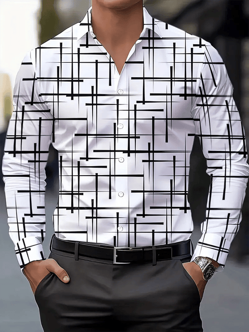 Men's Street Style Business Casual Printed Long Sleeve Shirt