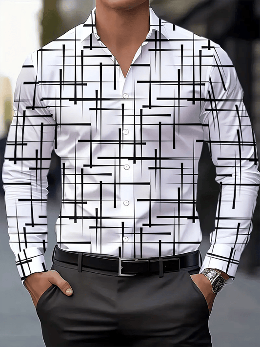 Men's Street Style Business Casual Printed Long Sleeve Shirt