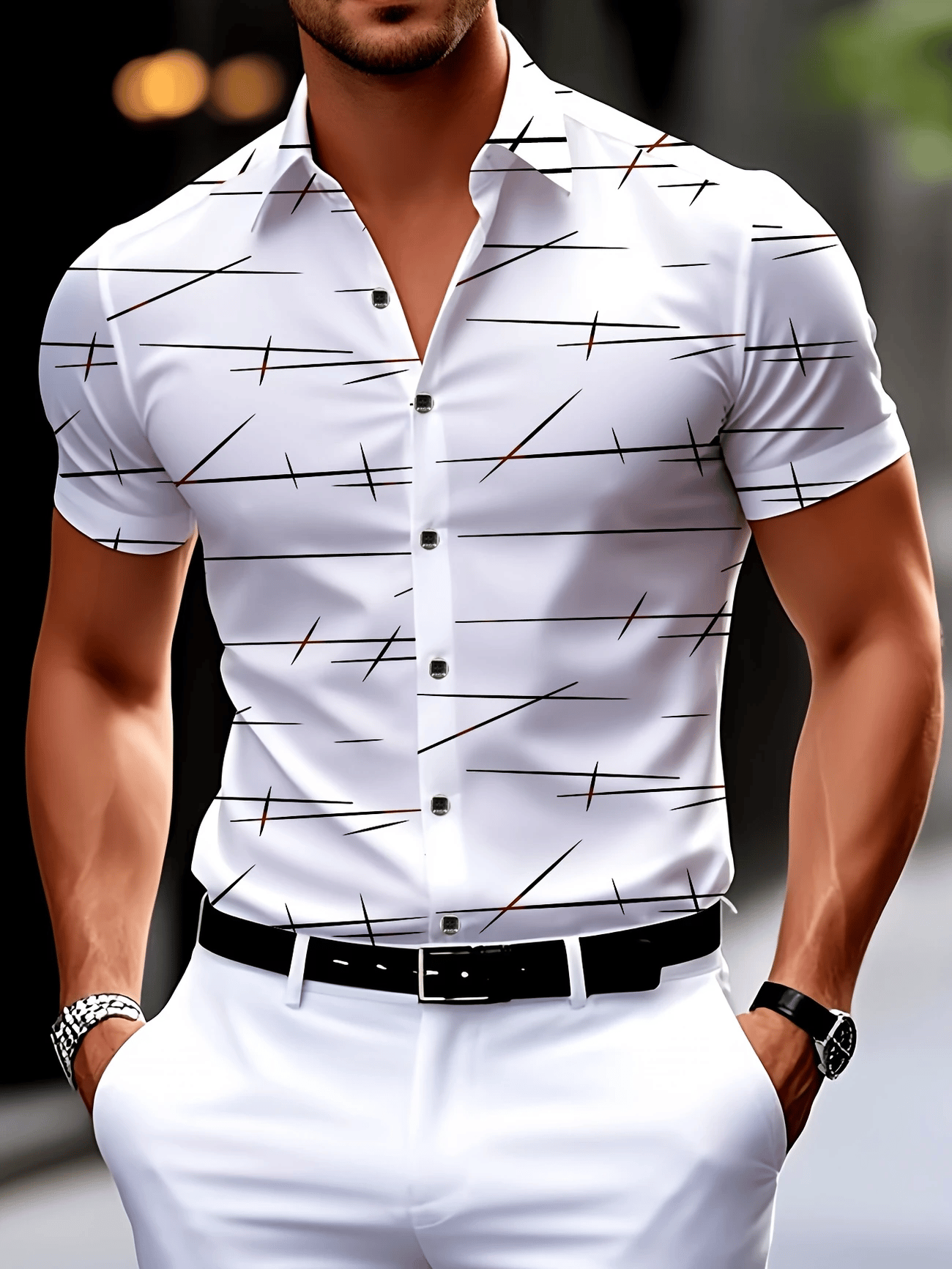 Men's Business Casual Button Short-sleeved Shirt