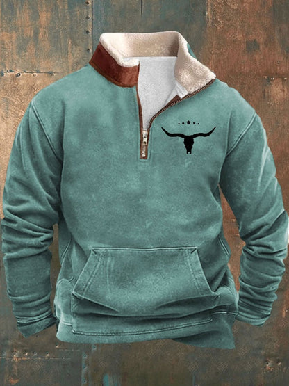 Men's Vintage Western Print Long Sleeve Sweatshirt