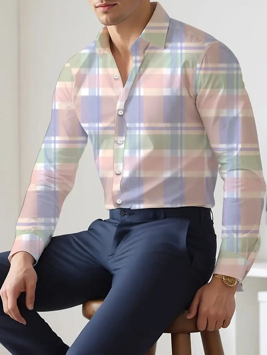 Men's Street Style Business Casual Printed Long Sleeve Shirt