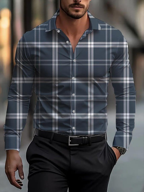 Men's Business Casual Striped Long Sleeve Shirt
