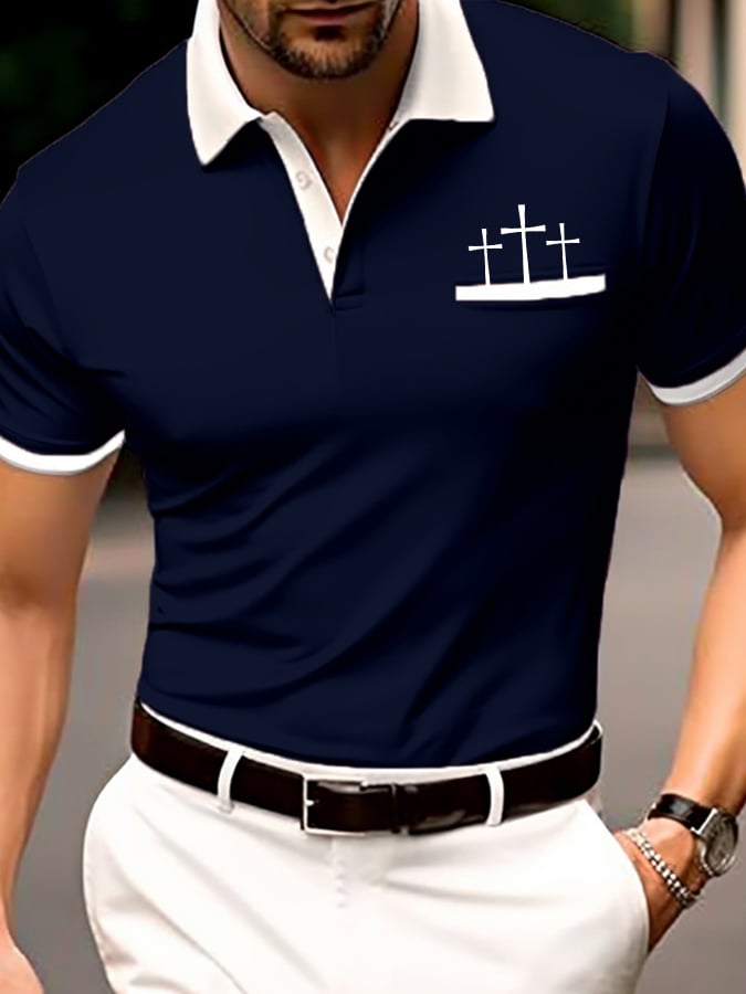 Men's Retro Faith Casual Printed Polo Shirt