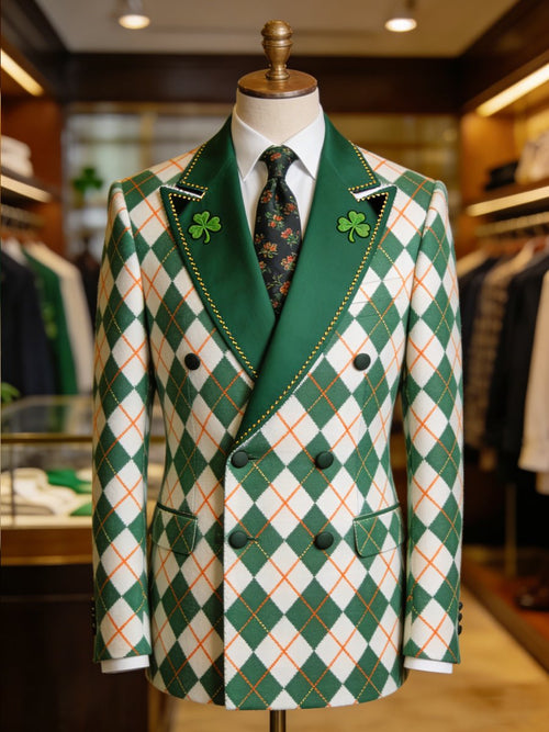 Men's Luxury St. Patrick's Day Print Suit Jacket